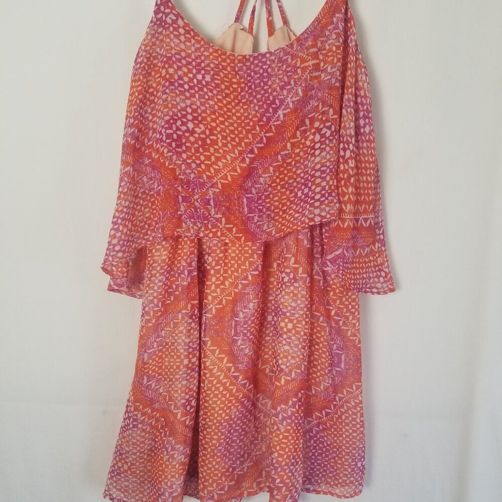 Ecote Pink and Purple and white Mini Dress spaghetti straps women size M (339) - Picture 8 of 15